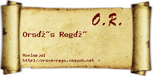 Orsós Regő névjegykártya